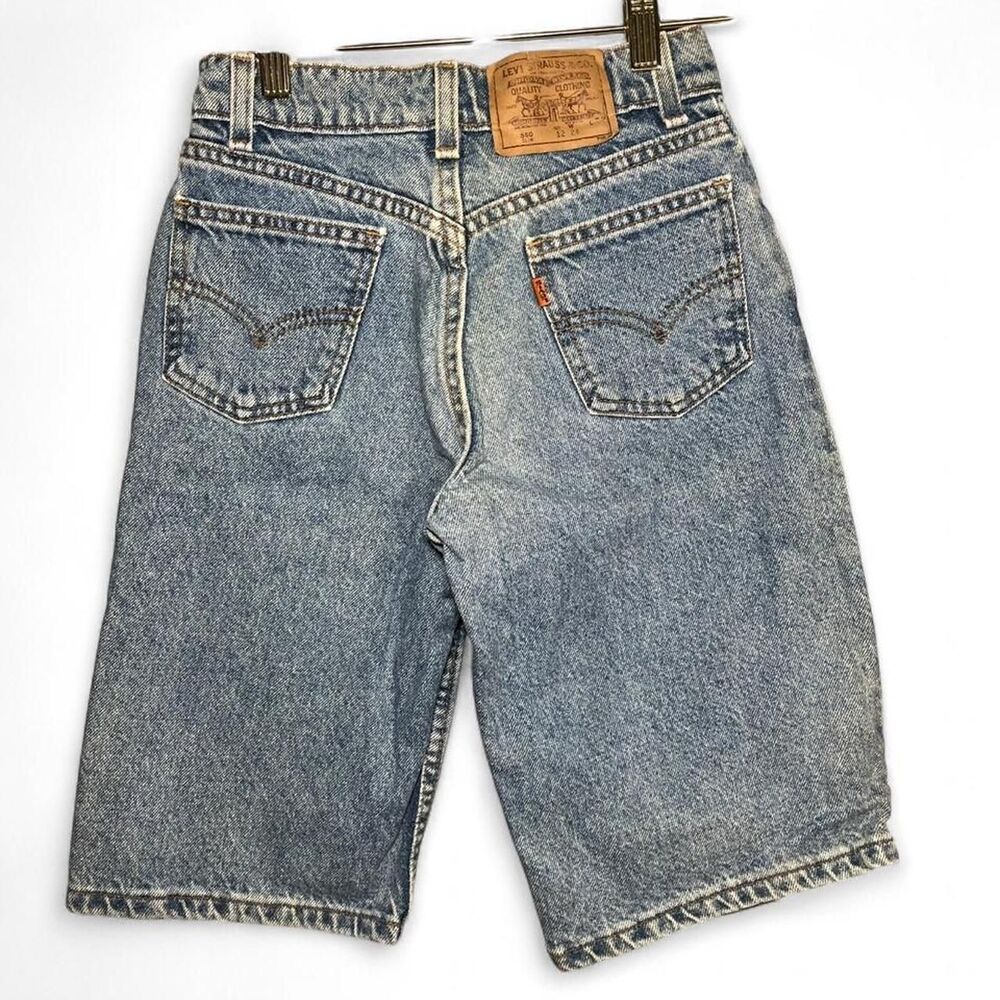 Vtg 90s Kids Levi's Orange Tab Size 12 Blue Denim Jean Shorts Jorts Waist 23”